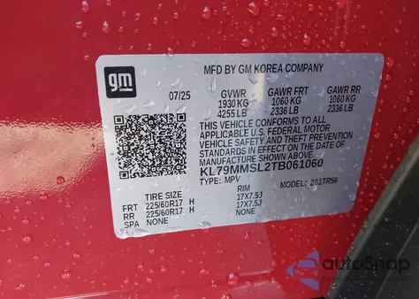 2026 Chevrolet Trailblazer Fwd Ls z USA, uszkodzony, nr VIN KL79MMSL2TB061060